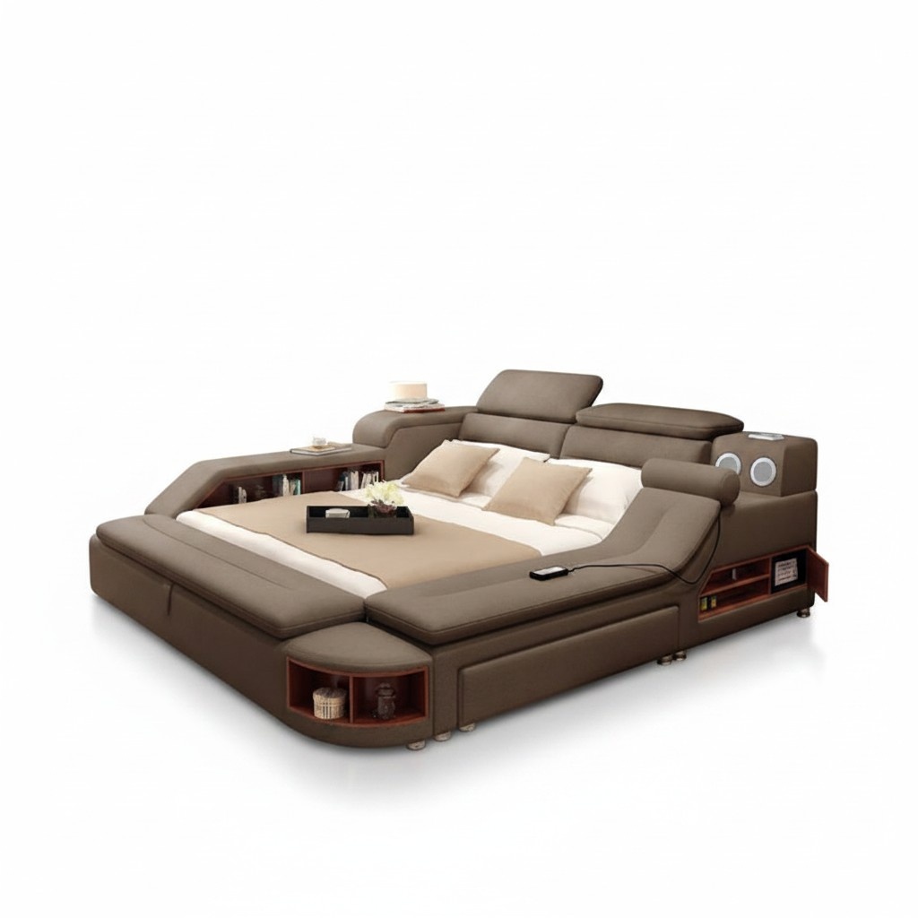 Luxury bed 180x200 multifunctional bedroom bed shelves new