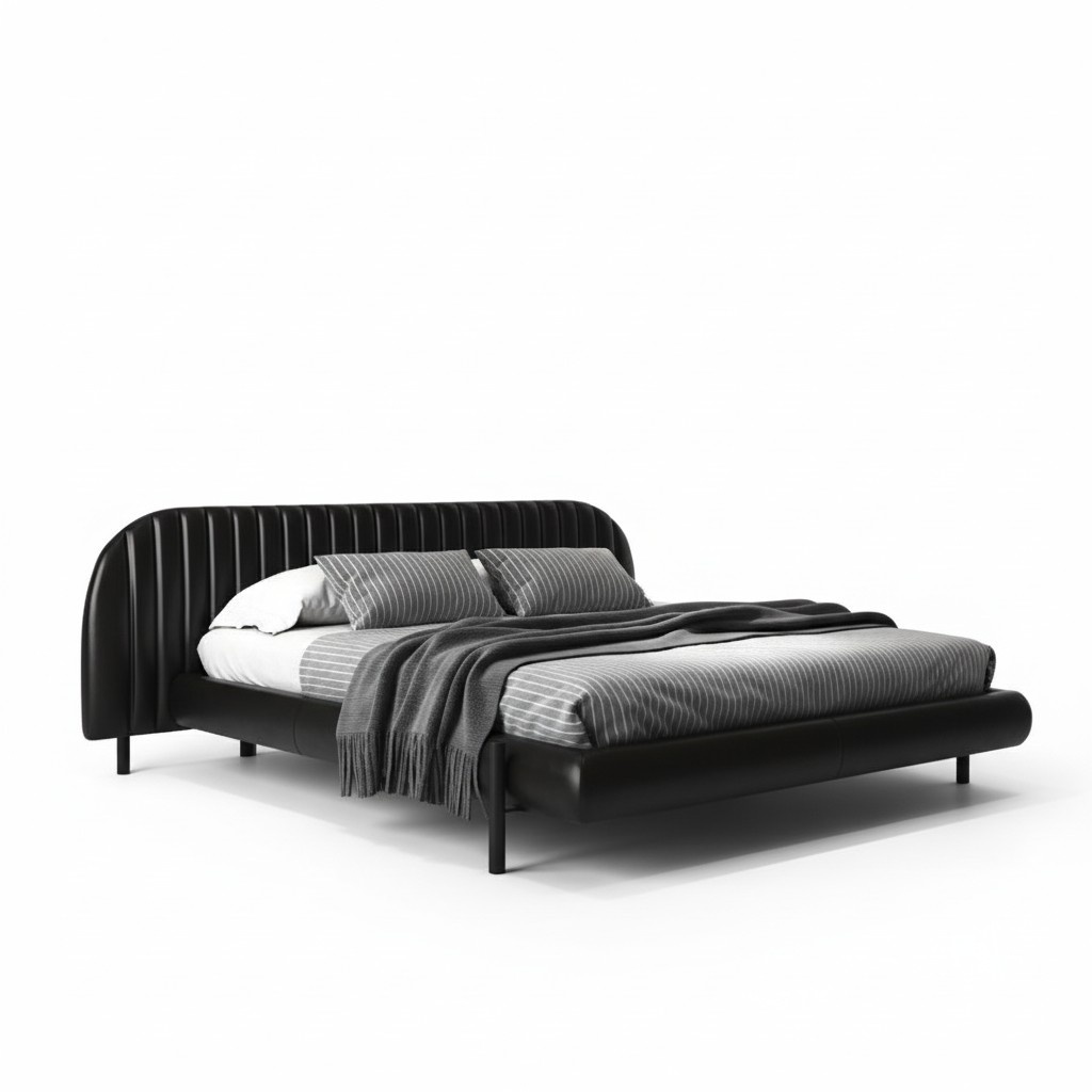 Luxury Bed Black Modern Upholstered Bed Elegant Design Comfortable Sleeping Bed