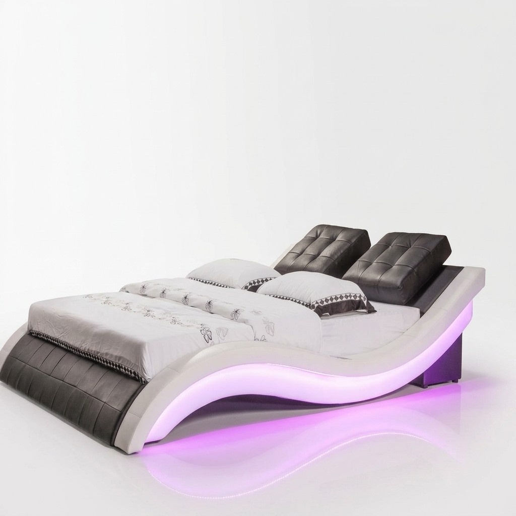 Luxury Bed Design Beds Digital LED Bedroom Furniture Leather Double Hotel Sound