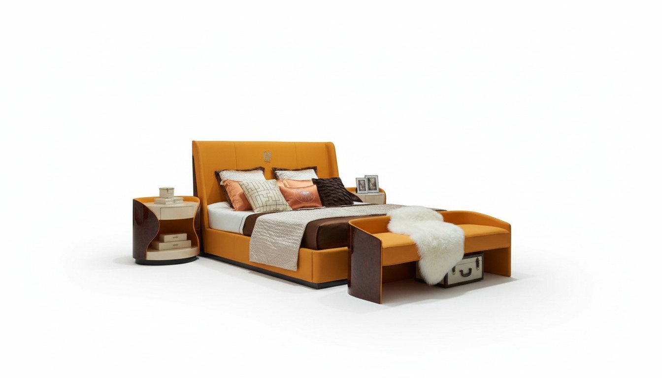 Luxury Bedroom Double Bed Bed 180x200cm Leather New Hotel Beds Bedstead