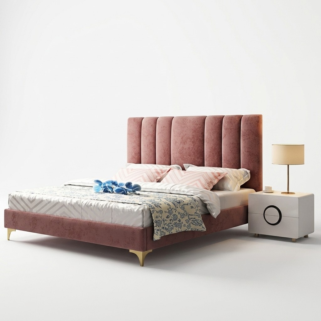 Luxury bedroom furniture 3 pieces. Complete set bed 2x bedside tables Modern design.
