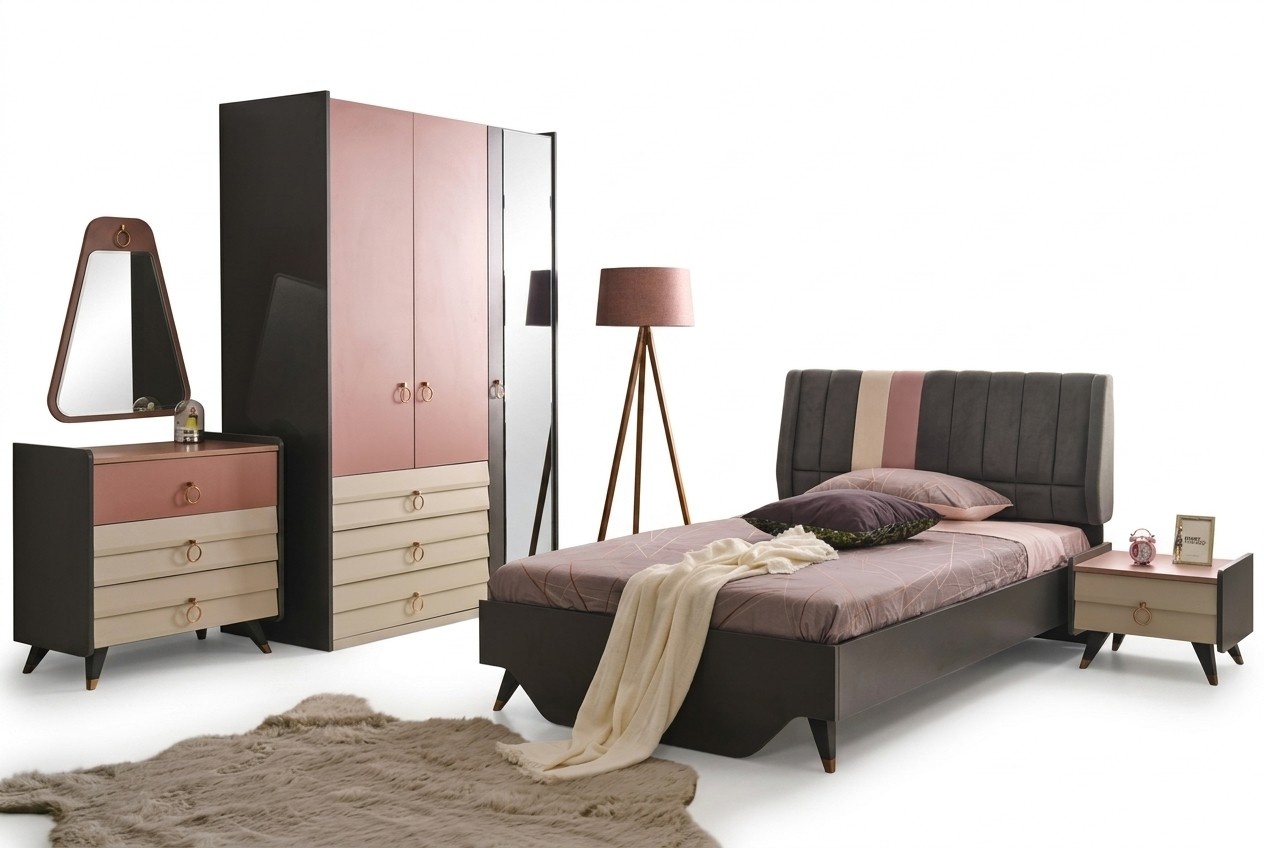 Luxury bedroom set bed bedside table wardrobe chest of drawers mirror new