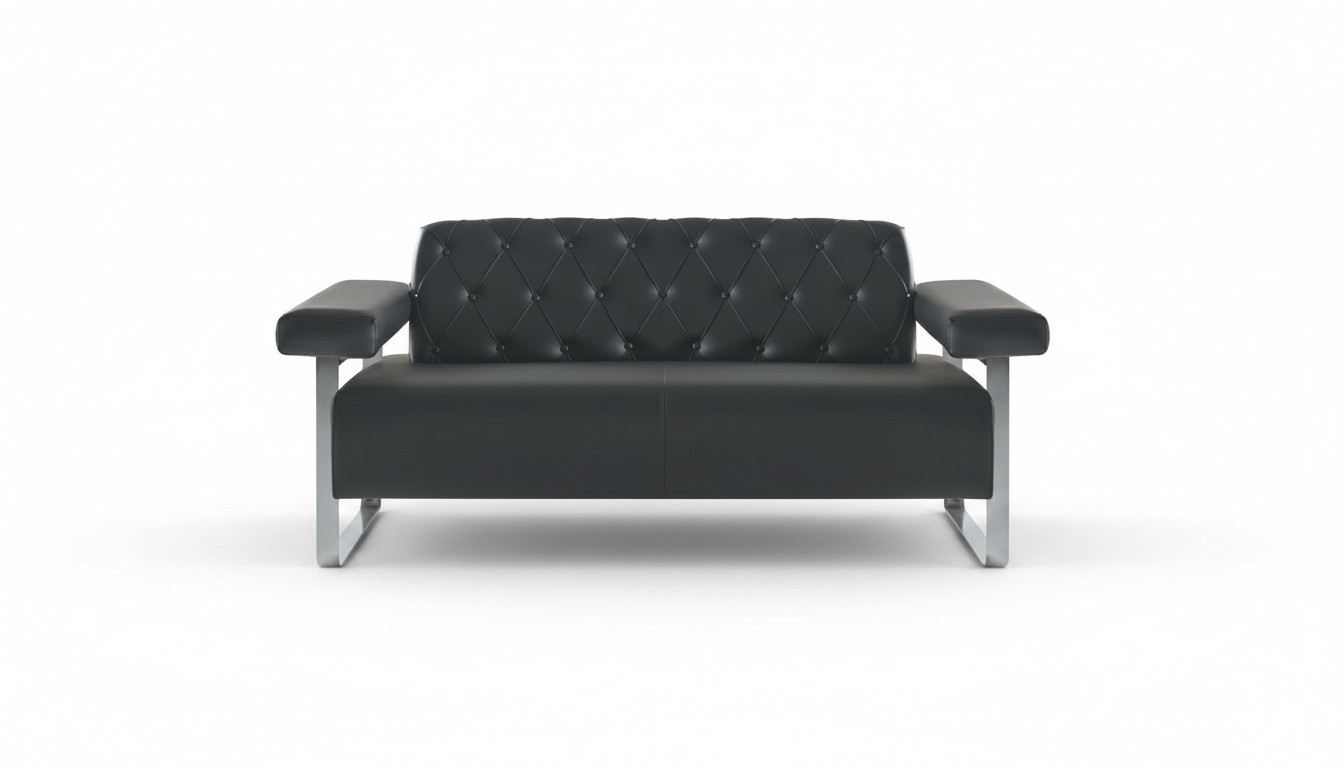 Luxury Black 2-Seater Sofa Chesterfield Style Original Designer Modern