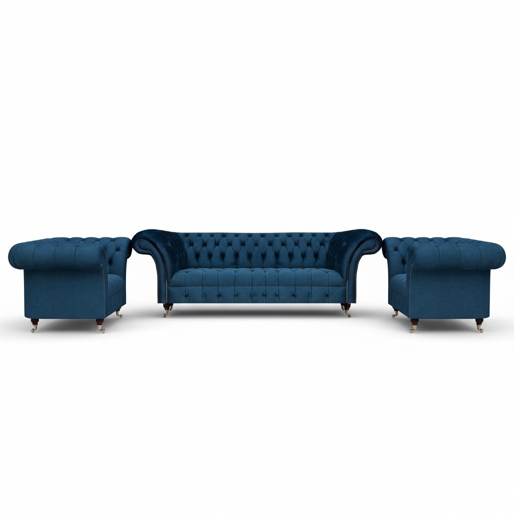 Luxury blue sofa set 3-piece sofa set armchair living room Chesterfield
