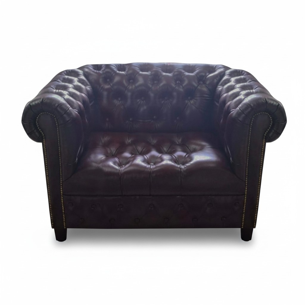 Luxury brown armchair living room upholstered furniture couch leather seat furnishings