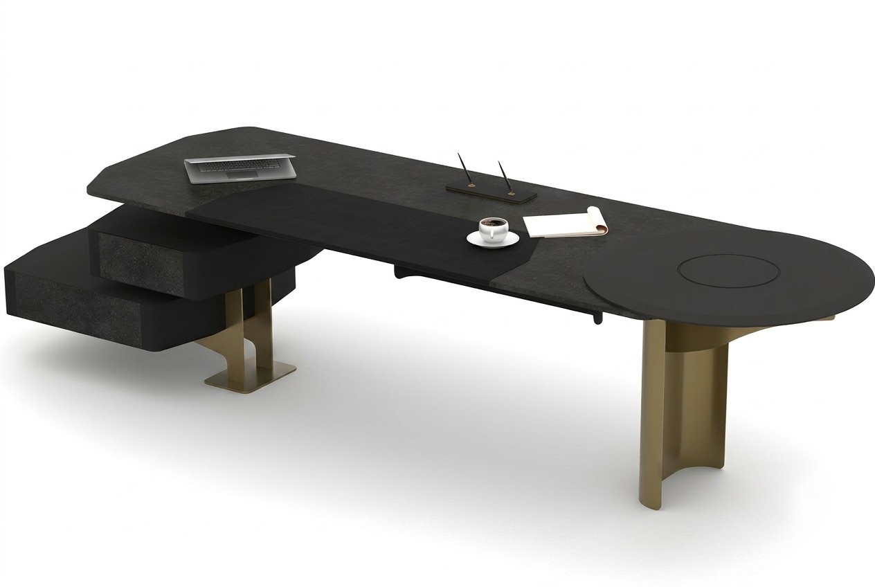 Luxury executive desk workspace office equipment office furniture gold