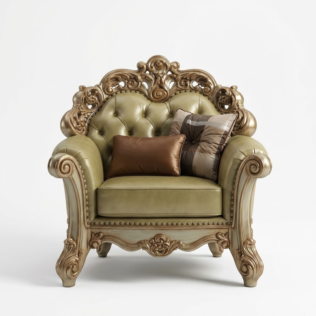 Luxury Chesterfield Armchair Wing Chair Upholstered Royal Design Faux Leather