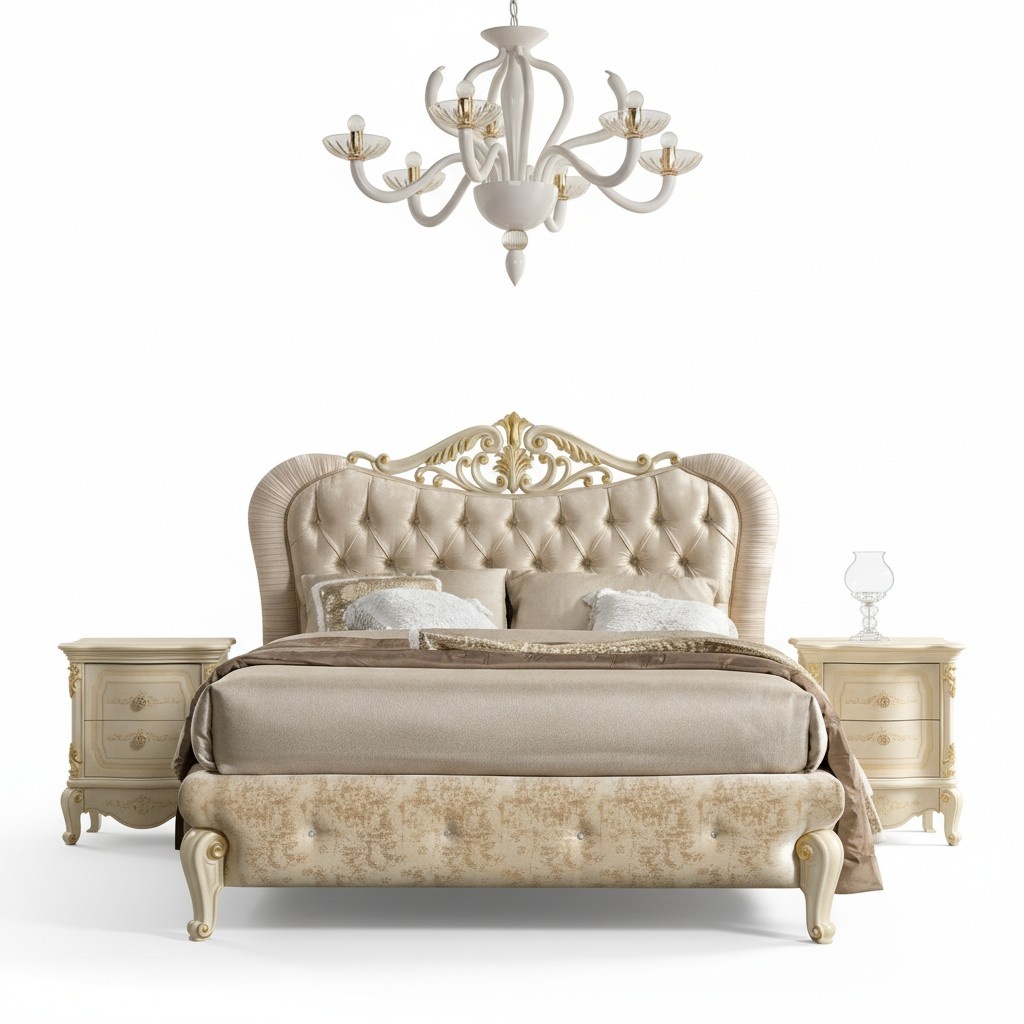 Luxury Chesterfield Bed Bedding Upholstered Double Italian Bedroom New