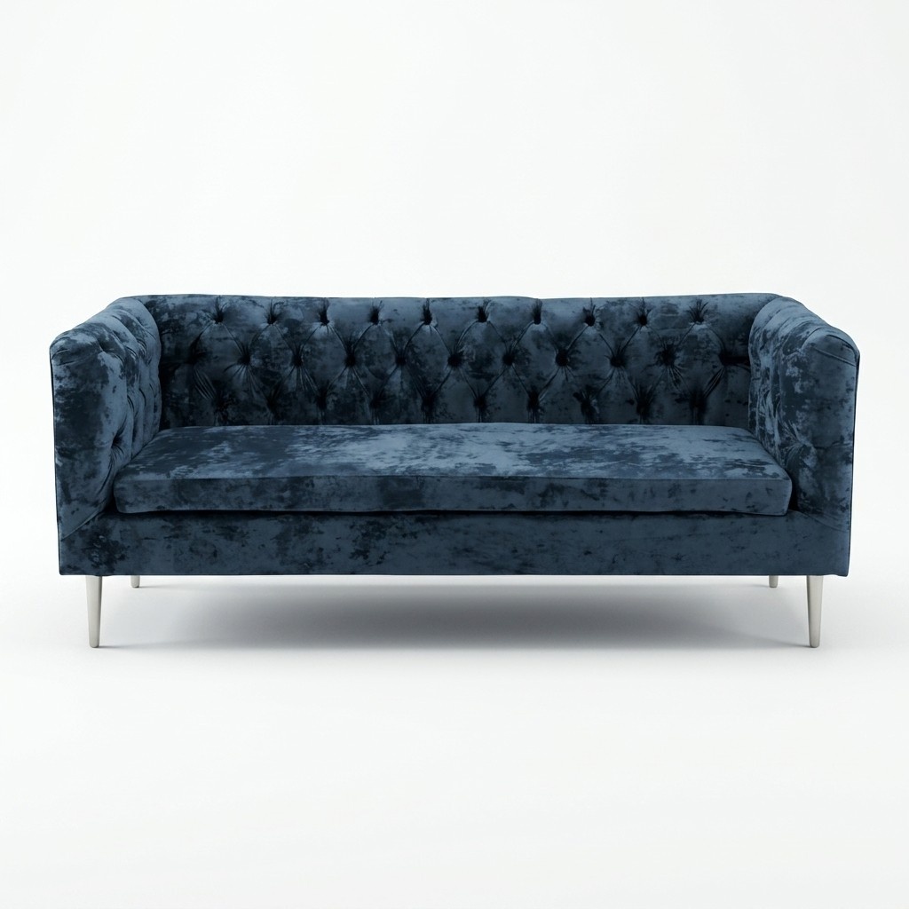 Luxury Chesterfield Sofa 3 Seater Couch Textile Modern Sofas Blue Turquoise