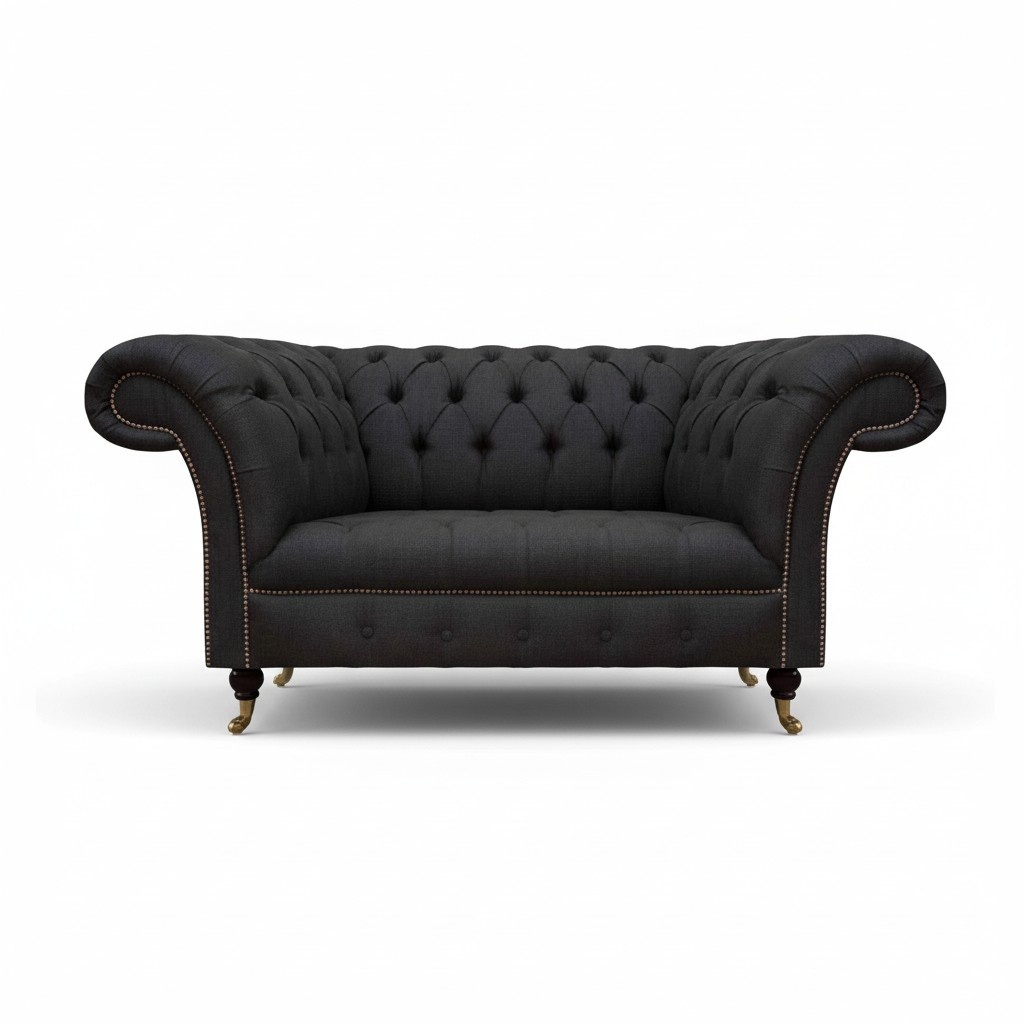 Luxury Chesterfield Sofas Designer Black Two-Seater Living Room Furniture