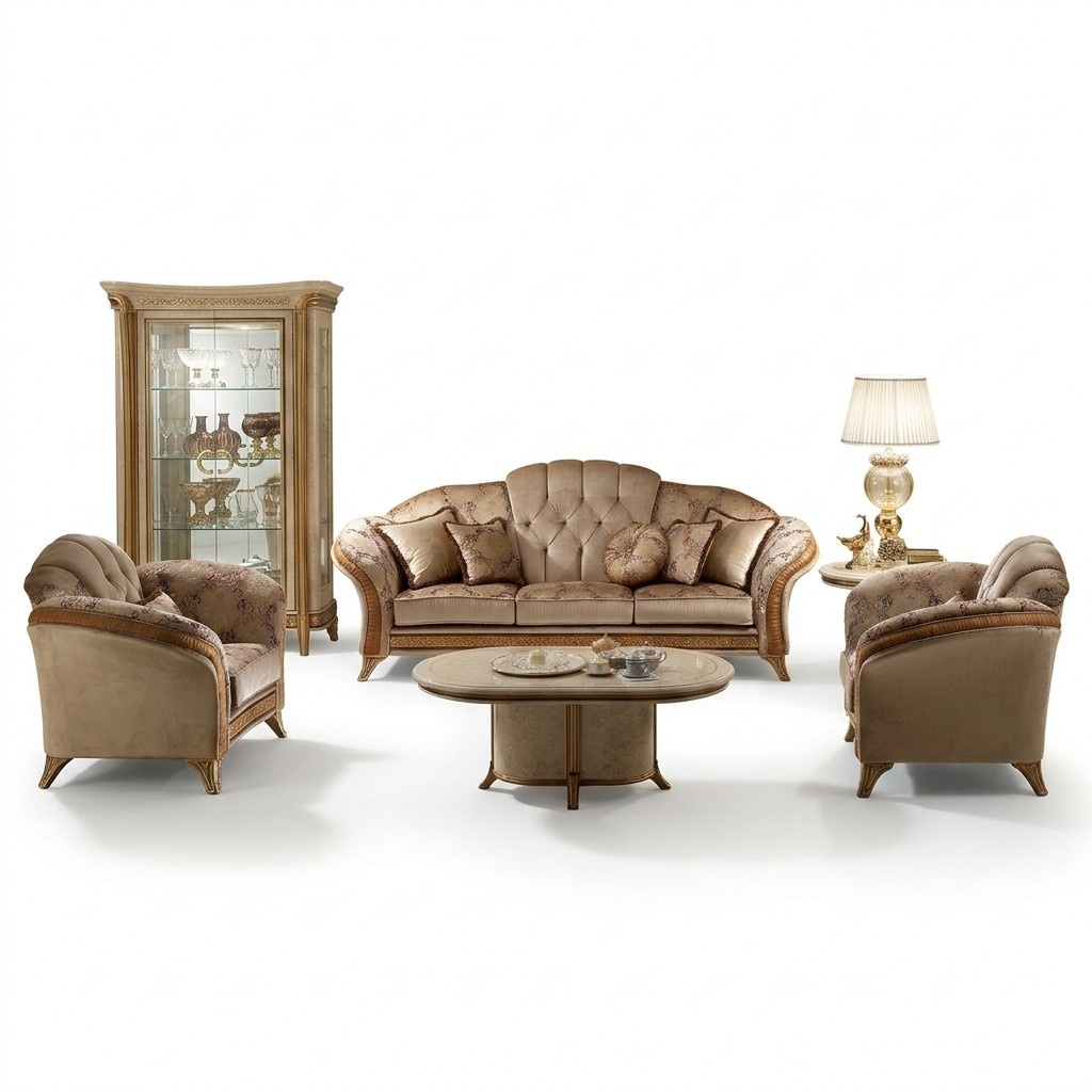 Living room set of 3+1+1 Chesterfield sofa and armchairs Italian furniture arredoclassic™