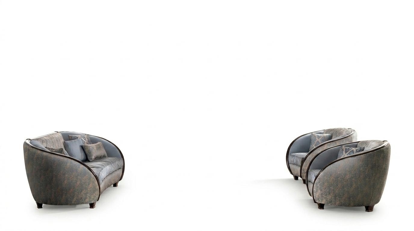 Luxury living room set of 3+1+1 sofa/couch and armchairs in Art Nouveau style Italian furniture arredoclassic™