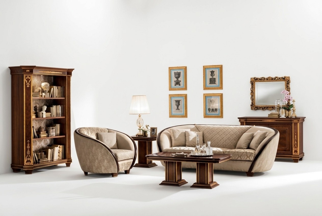 Living room 3+2+1 seater sofas/couches & armchair in art nouveau italian furniture arredoclassic™
