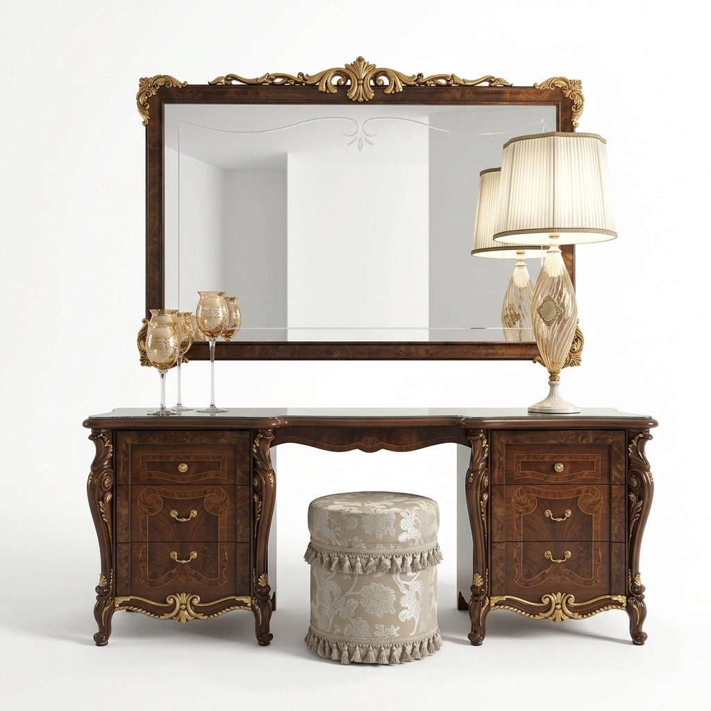 Bedroom wooden dressing table with 6 swing doors in antique style italian furniture arredoclassic™