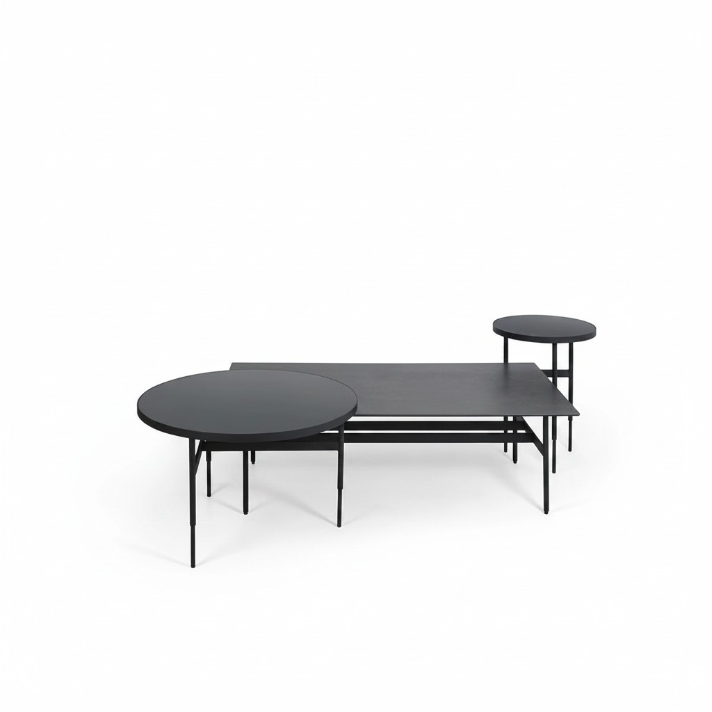 Luxury coffee table designer set 3pcs 2x side table living room complete