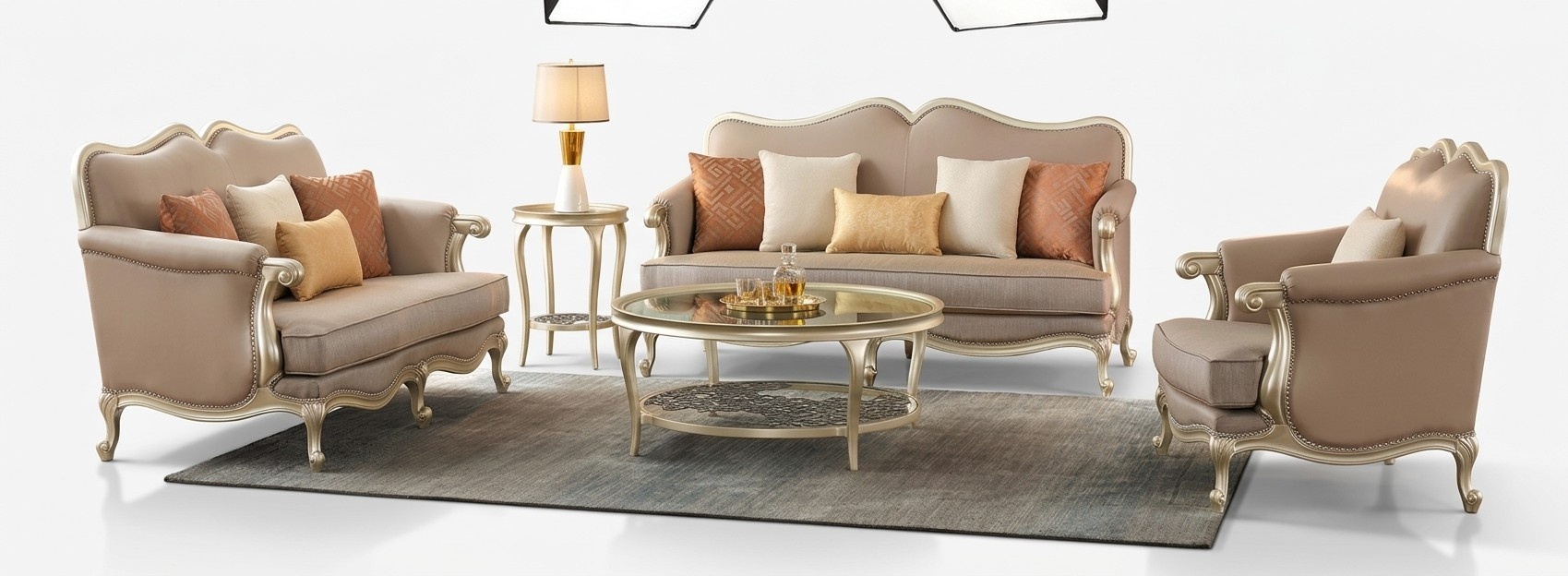 Luxury Coffee Table Round Table Hotel Furniture Furnishing Tables Gold