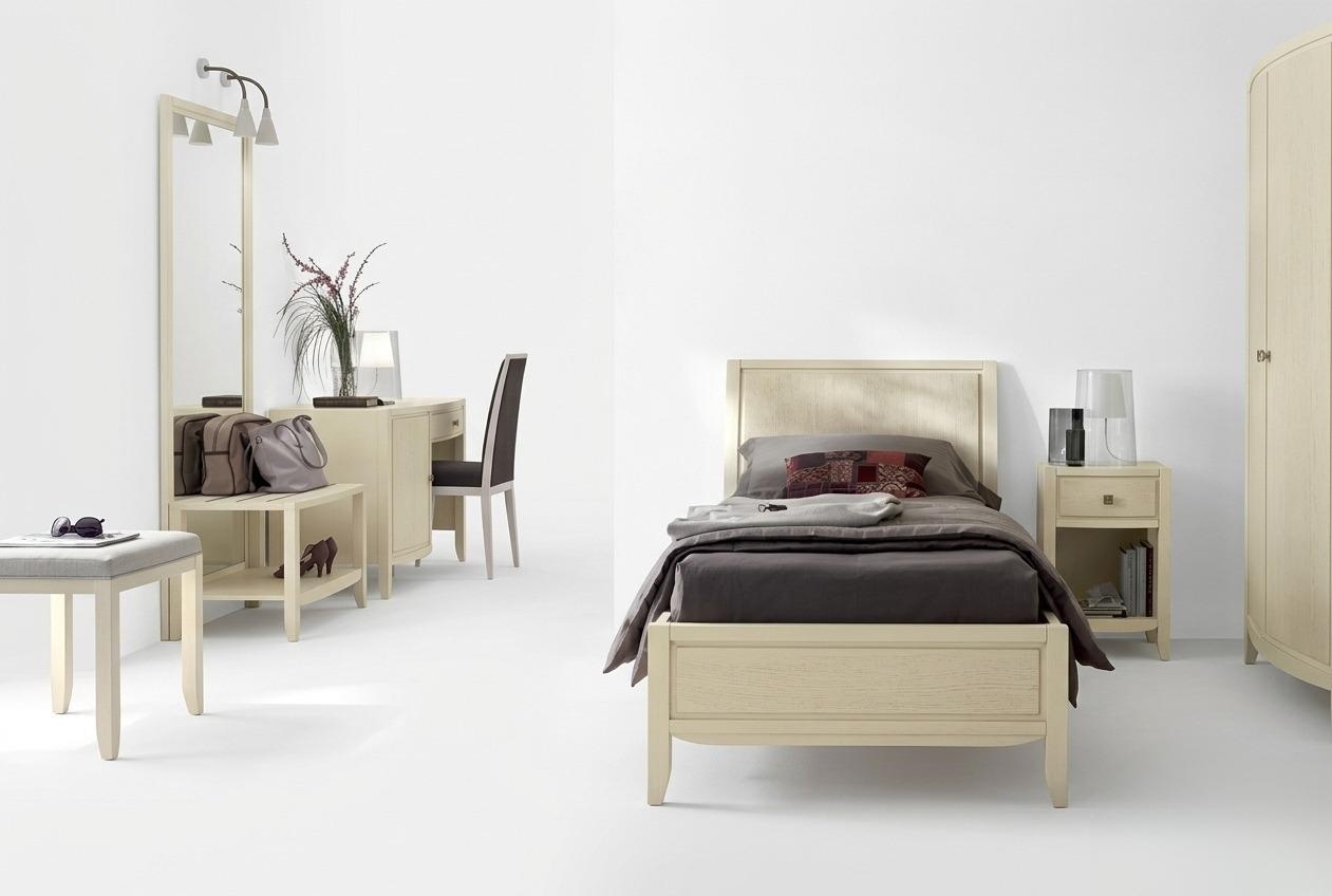 Luxury Complete Bedroom Set Beige Desk Bed Bedside Table New