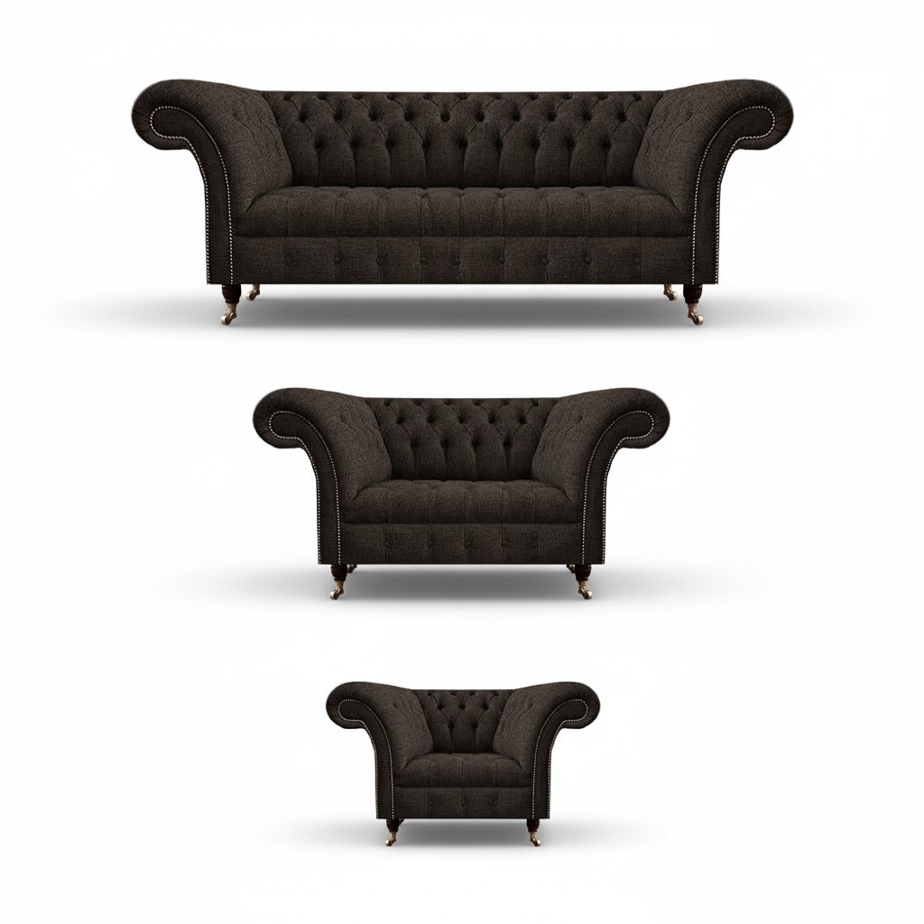Luxury complete designer furniture upholstered furniture set 3 pcs sofas couch