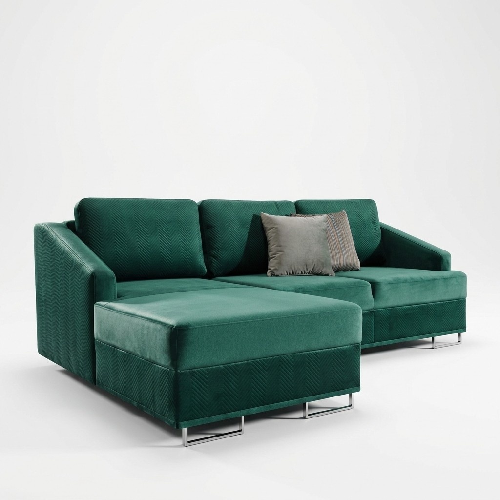 Luxury Corner Sofa Couch - Emerald Green Sofa Upholstery Corner Set Bed Function New