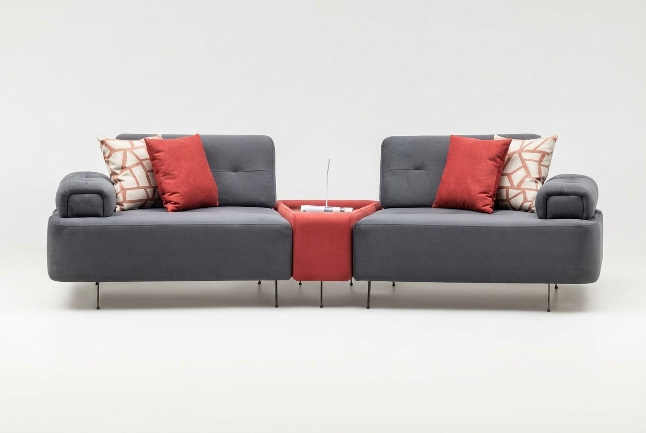 Luxury couch fabric sofa sofa 2 seater two seater grey upholstered sofa table