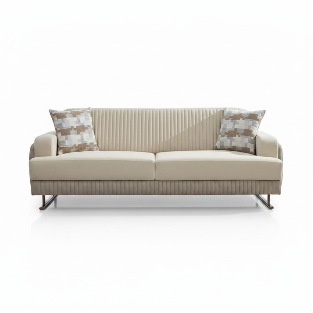 Luxury Couch Three-Seater Sofa Design Lounge Sofas 3-Seater Upholstered Beige