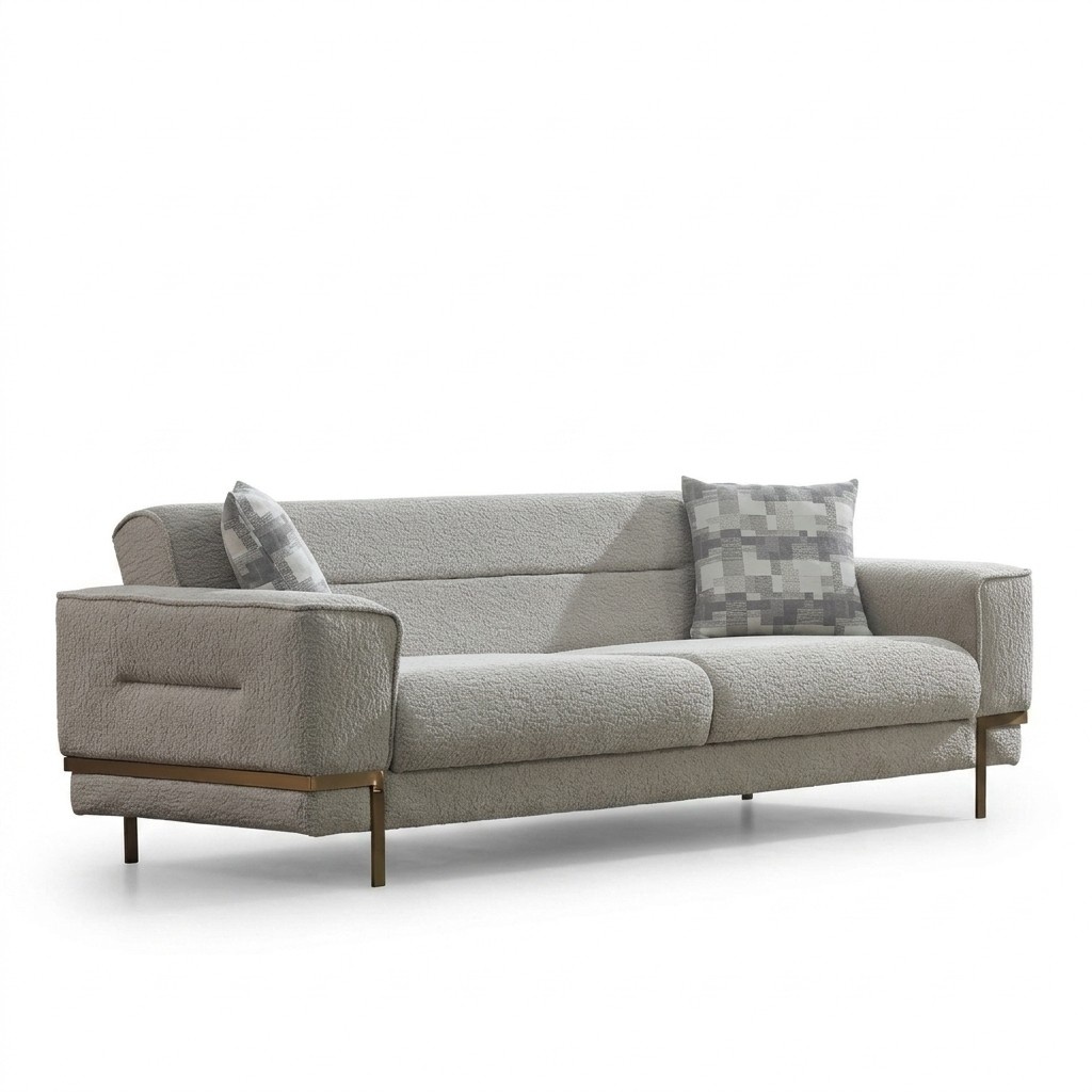Luxury Couch Three-Seater Sofa Sofas 3-Seater Upholstered Design Beige Lounge