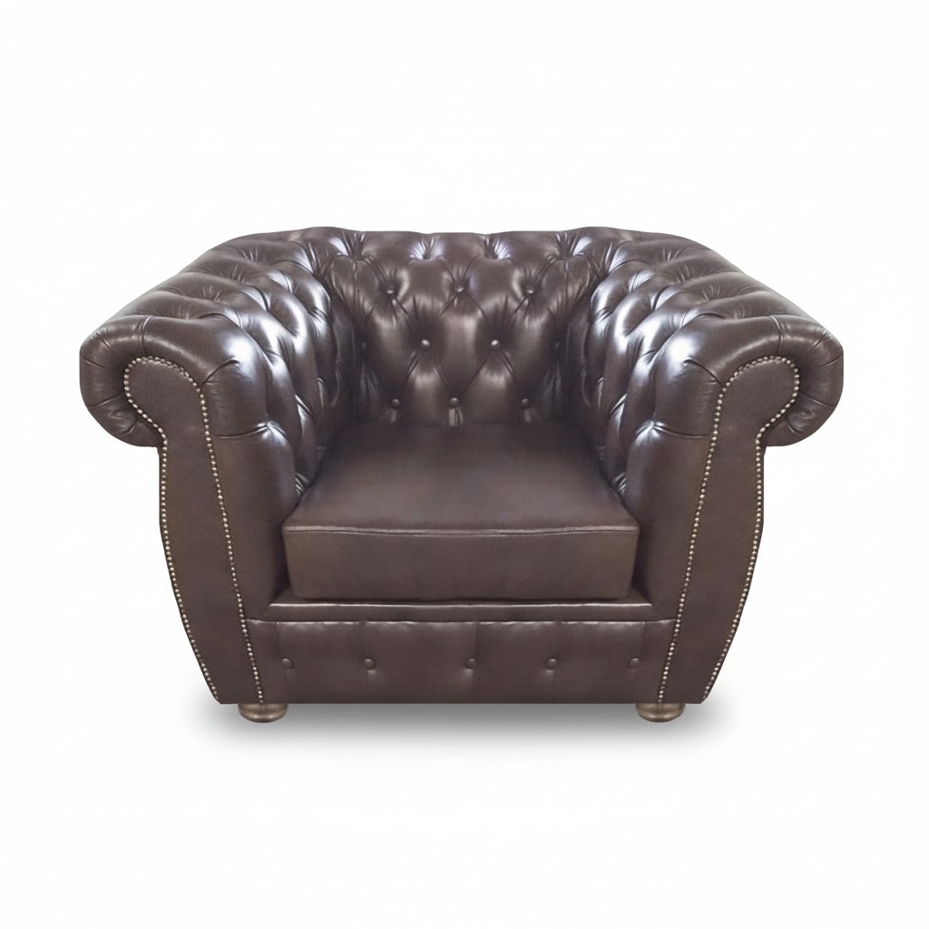 Luxury design armchair brown upholstered furniture seating furniture upholstered furniture Chesterfield