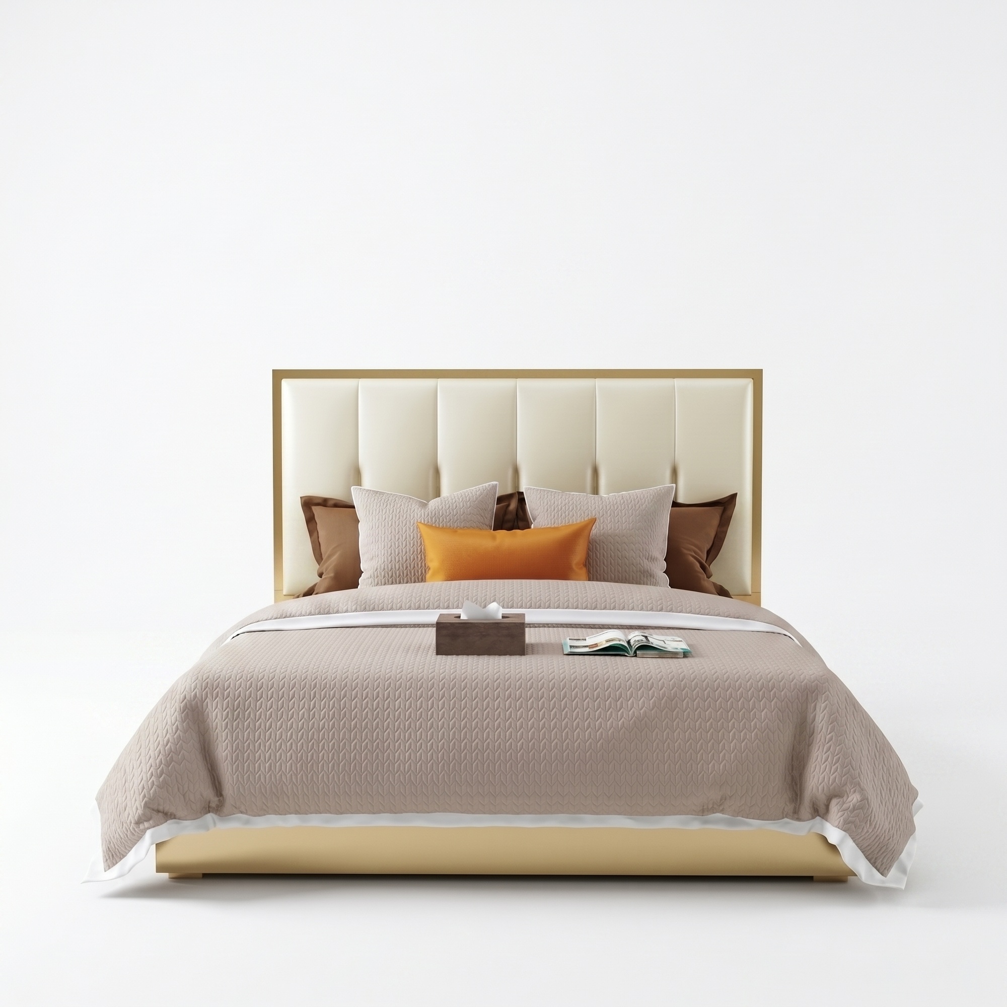 Luxury design massive double bed in modern style with stainless steel 180x200cm size