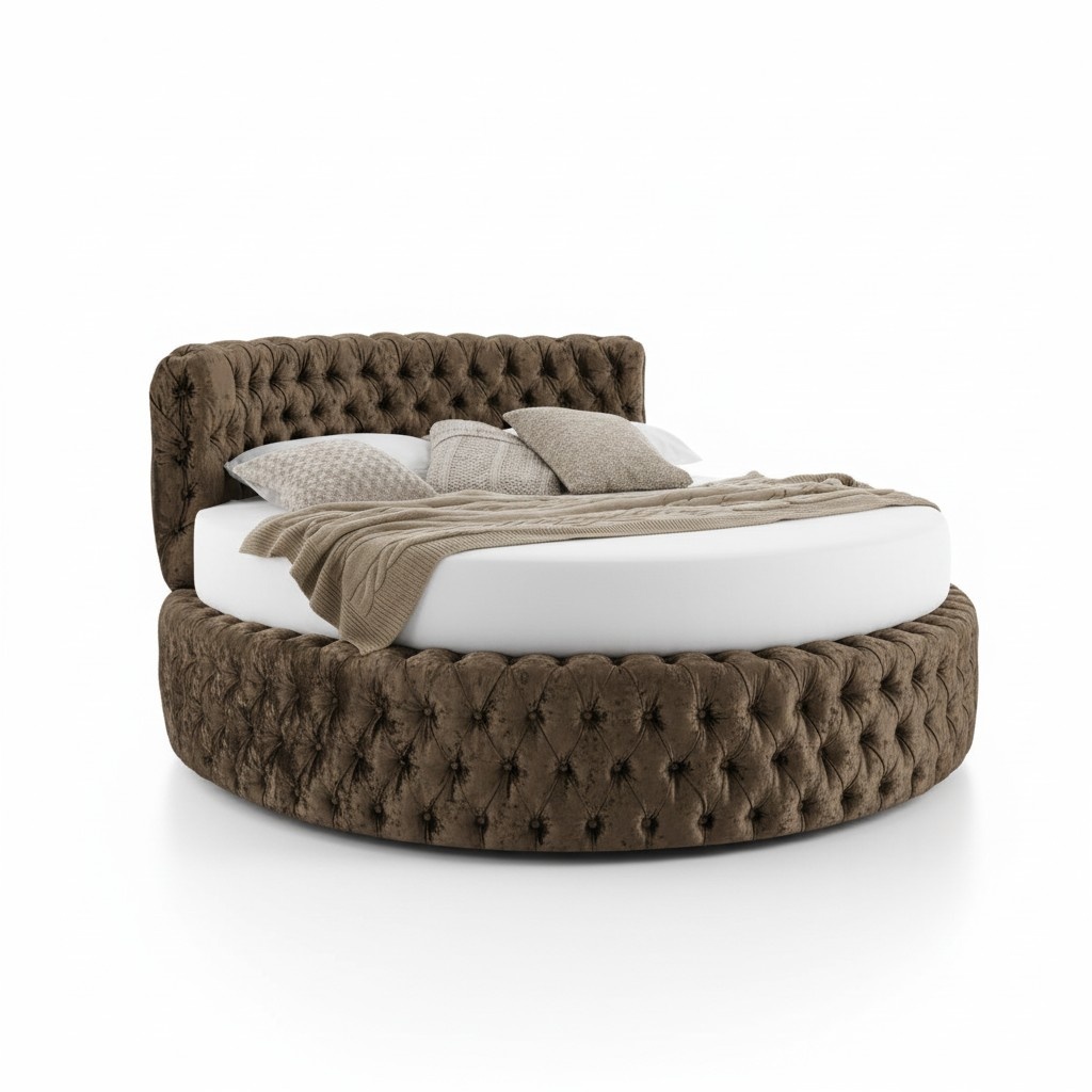 Luxury design round bed round bed marriage round XXL hotel bed Chesterfield upholstery
