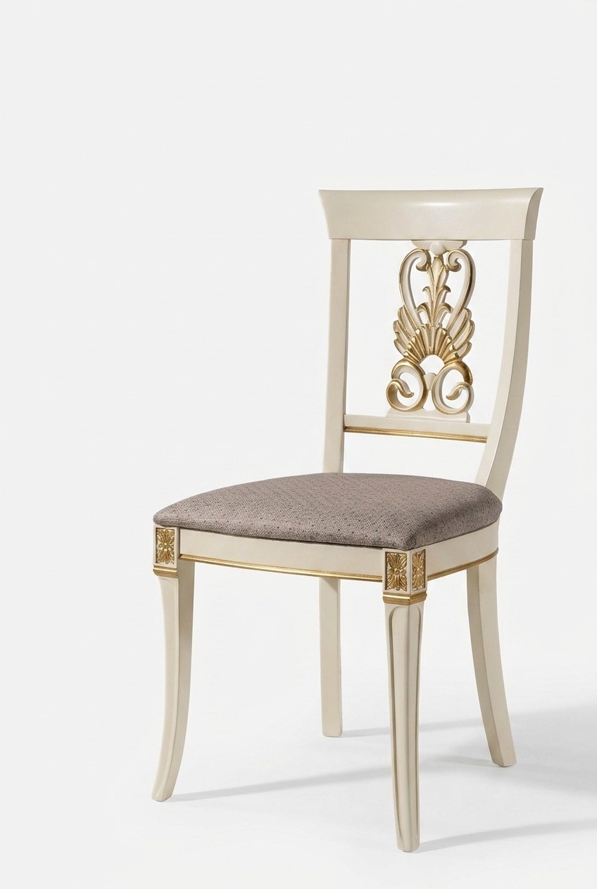 Luxury Design Upholstered Chair Chairs Seat Backrest Solid Wood Dining Room Baroque Rococo