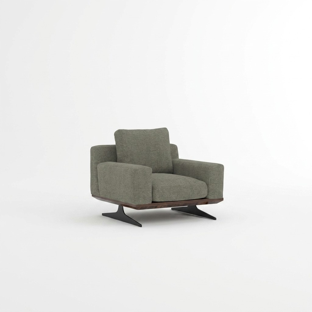 Luxury designer armchair modern upholstered armchair furnishings grey textile seat new