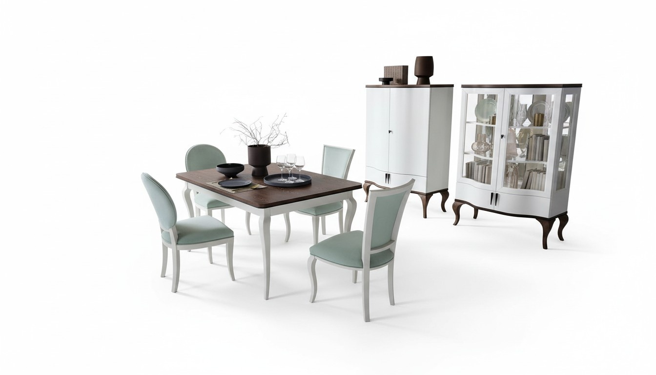 Classic style made of real wooden rectangular extendable dining table, model - LA – S1