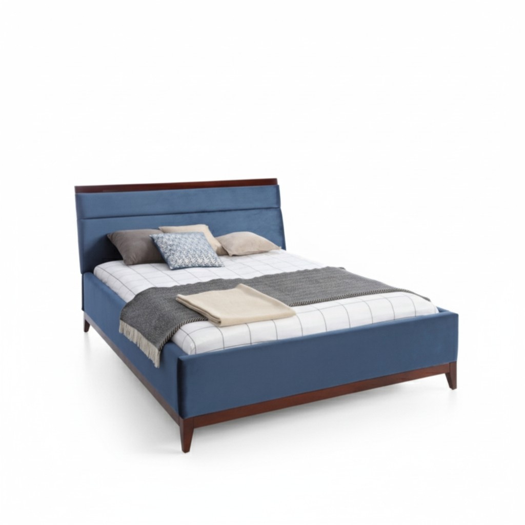 Modern style made of real wood frame double bed fabric upholstered, model - Bed VI