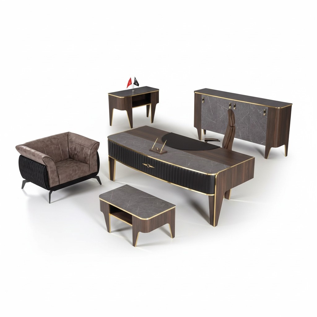 Luxury desk office set 4 pcs. cupboard table desk coffee table 4 pcs.