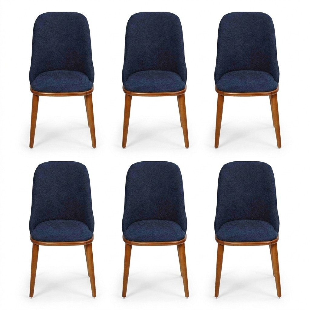 Luxury dining room blue 6x chairs wood furniture chairs Stylish design furnishings