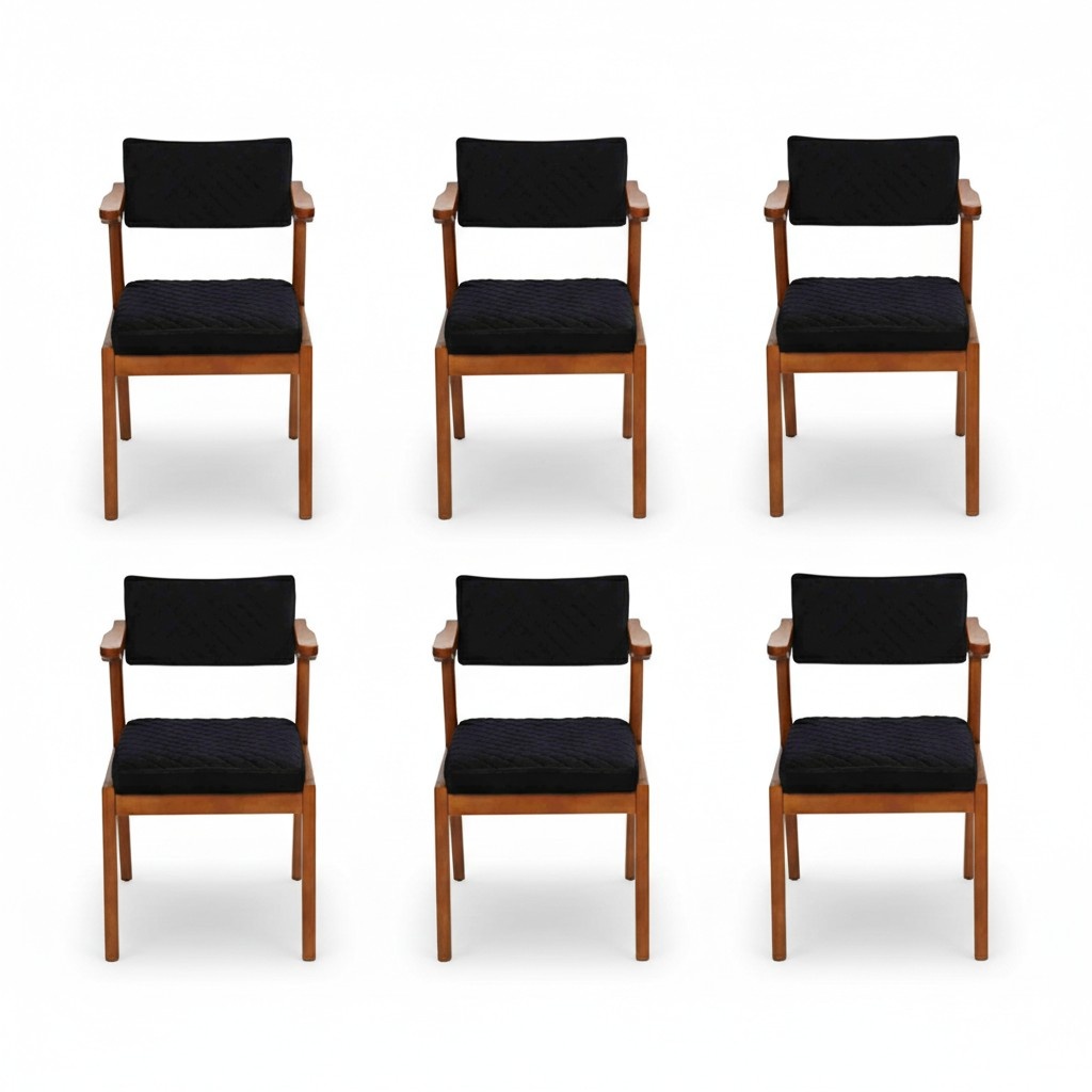 Luxury Dining Room Chair Modern Wooden Furniture 6x Chairs Black Design Furnishing