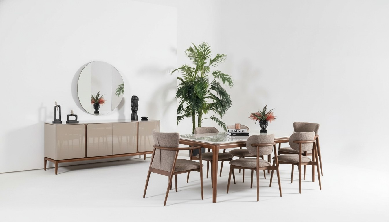 9pcs Italian Dining Room Set Dining Set Chair Set Sideboard