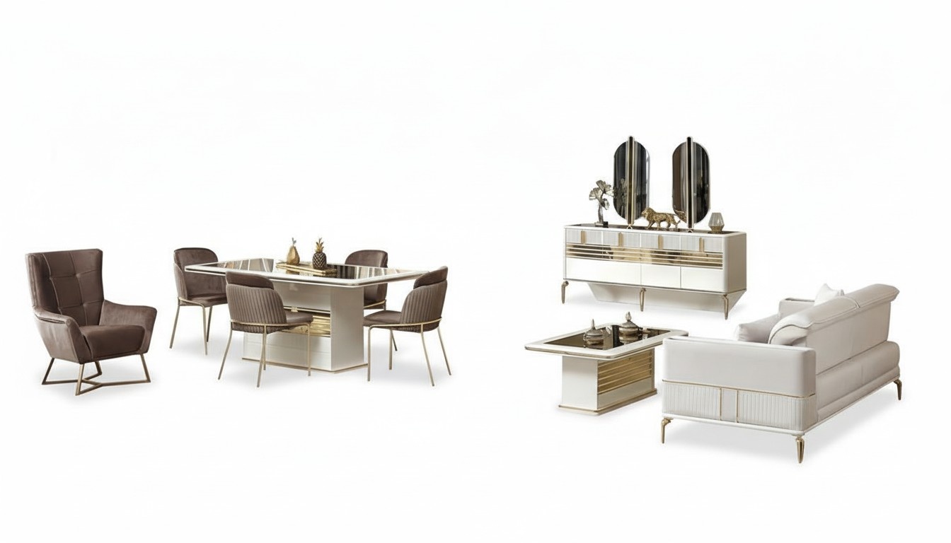 Luxury dining room living room furniture complete set 10-piece furniture set