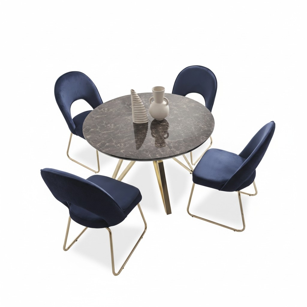 Luxury dining room set dining table 4 chairs textile dining group modern ensemble new