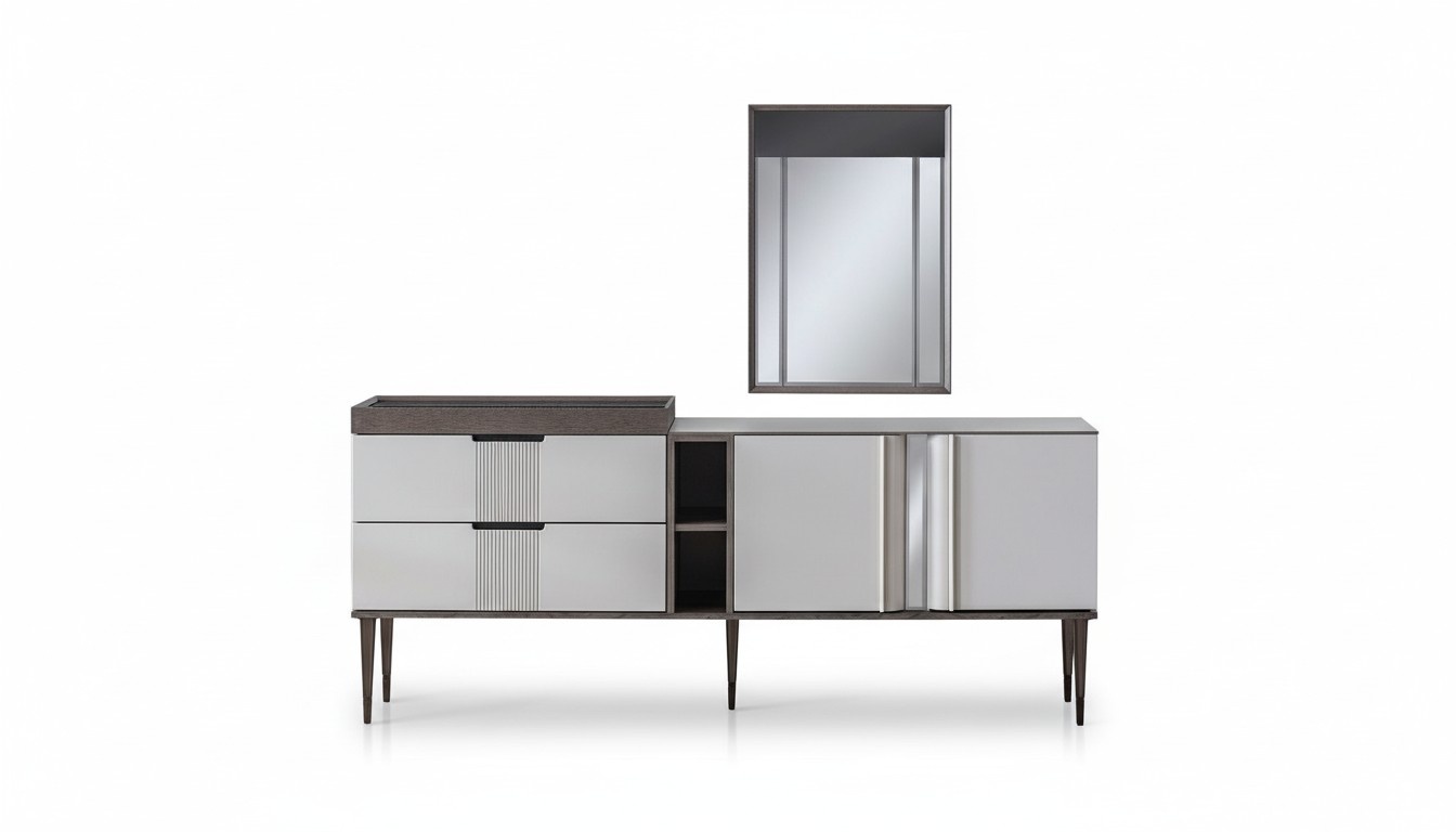 Luxury Dining Room Set Exclusive Sideboard with 2x Mirror Set Novelty