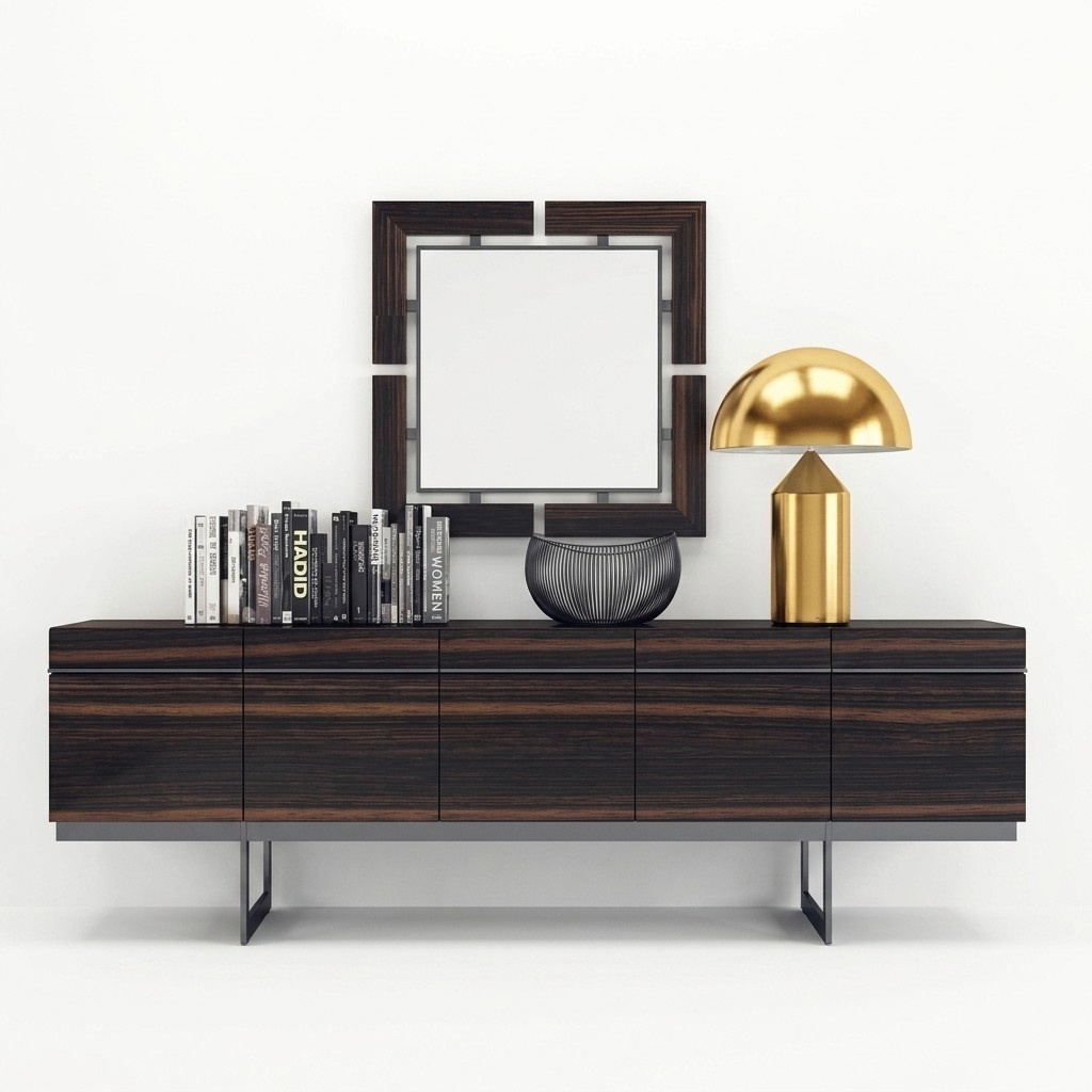 Luxury dining room sideboard with mirror complete modern design chest of drawers