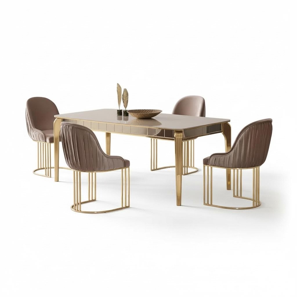 Luxury dining room table dining set 6 armchairs set 7-piece