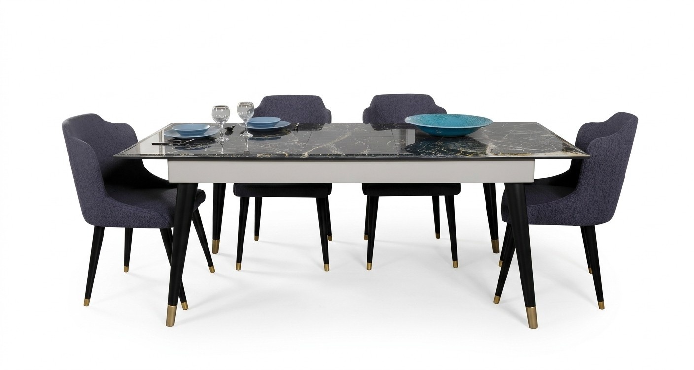 Luxury dining room table design 4x chairs dining set armchairs set furniture