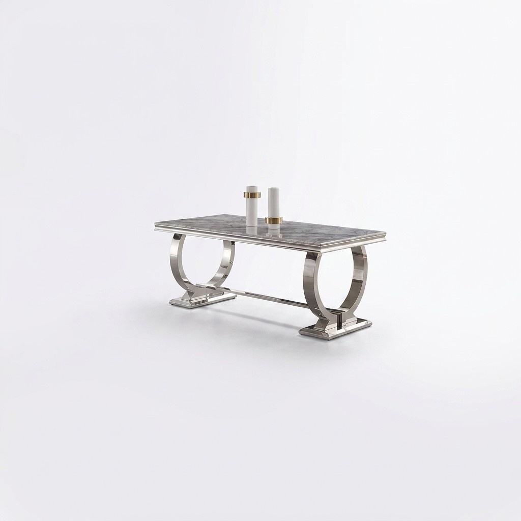 Luxury dining table column table dining tables dining room table silver 200x100