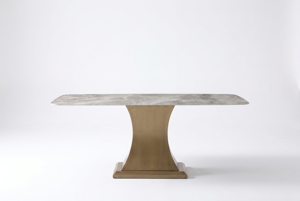 Luxury Dining Table Metal Stainless Steel Tables Furniture Column Table Marble Style Dining Tables