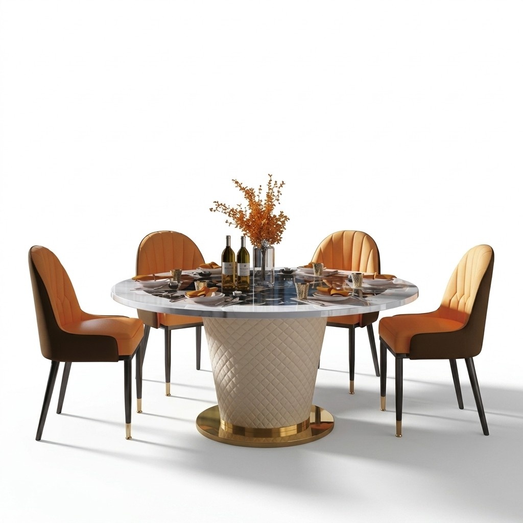 Luxury Dining Table Round Dining Tables Swivel Living Dining Room Round Table Stainless Steel New
