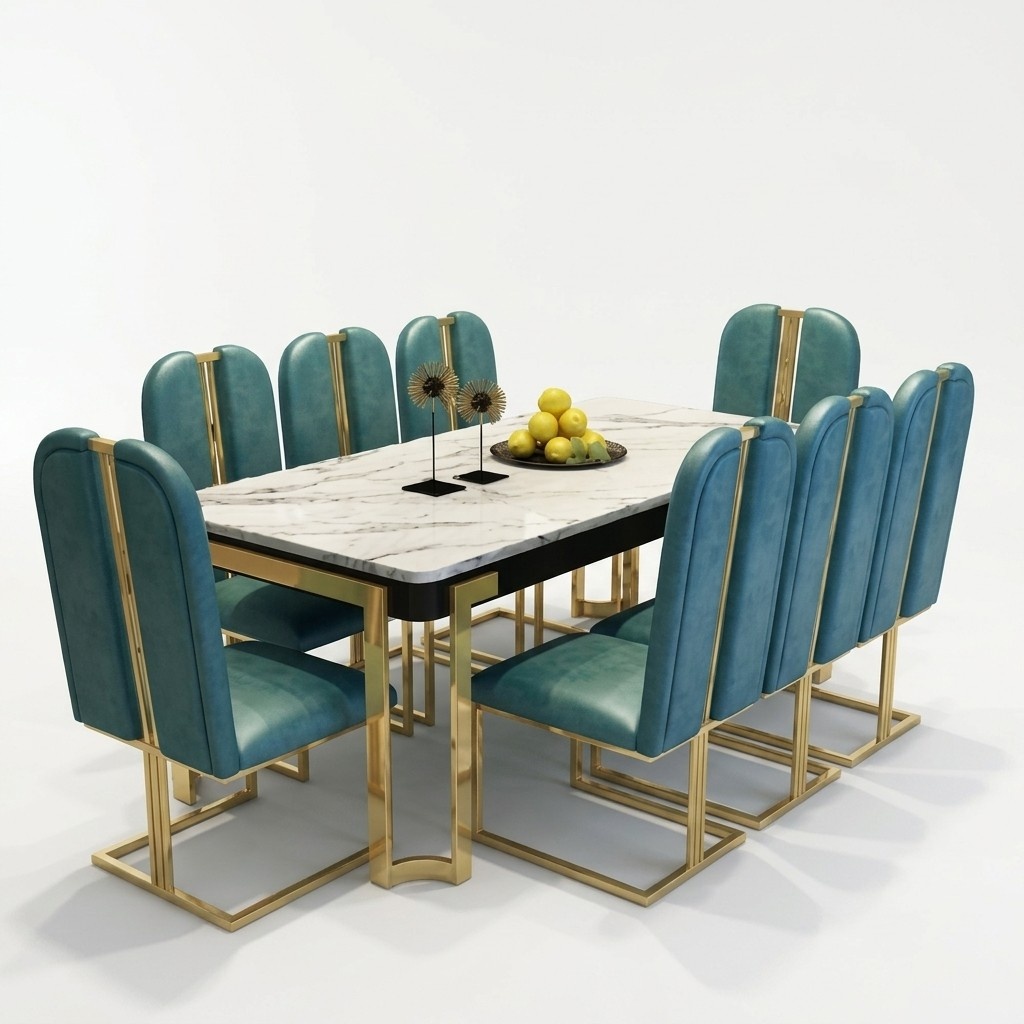 Luxury Dining Table Metal Tables Designer Furniture Conference Marble Imitation New