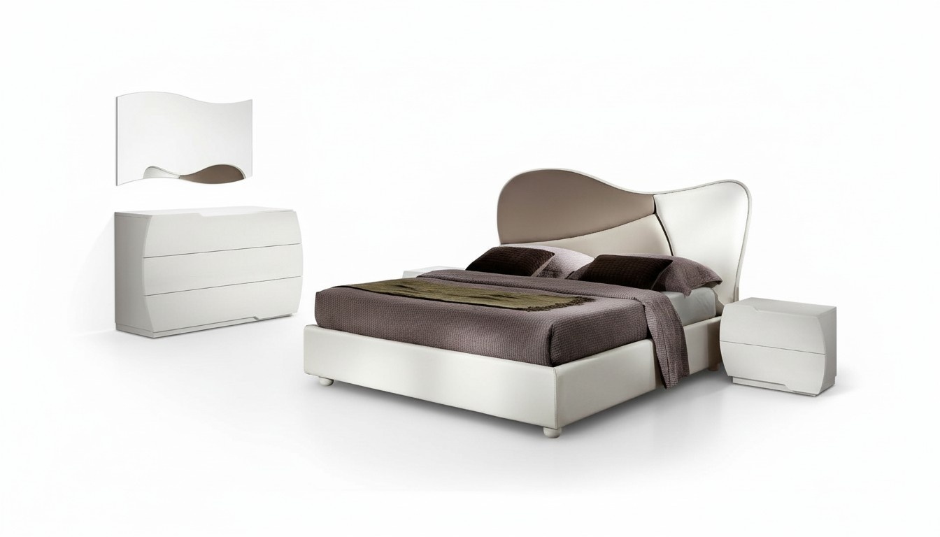 Luxury Double Bedsteads Bed White Double Bed Leather Wood Modern Design New