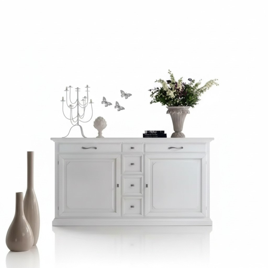 Luxury Chest of Drawers White Sideboard Wood Cabinet Living Room Furniture Italy