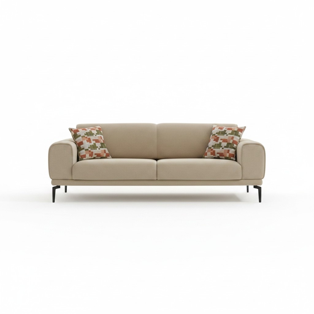 Luxury fabric sofa three-seater sofa 3-seater upholstered couch beige fabric
